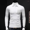 Polos masculinos Casual casual de manga longa camisa pólo masculino Bordado camisas