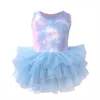 Flicka klänningar 2-8t barn tutu klänningar barn balett leotard dans ärmlös tie-dye party prestationskläder kostym prinsessa