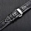 Assista Bandas Business Leather tiras de couro inoxidável Butterfly Buckle Men Watch Bands 16/17/18/19/20/21/22/23/24 mm Strap