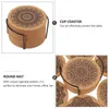 Pads 1 Set Of 6PCS Creative Nordic Mandala Design Wooden Coasters Round Shape Coffee Cup Mat Round Cork Coaster Kitchen Decoration RRA772