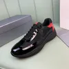 Elegante uomo di marca Coppa America Scarpe da ginnastica in tessuto da bici Scarpe in pelle verniciata Scarpe basse in maglia Scarpe da ginnastica in gomma Designer Sneaker Verde rosso Stringate Nylon Casual Walking