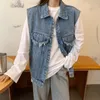 Gilet da donna Giacca di jeans Gilet da donna 2022 Primavera Autunno Vintage senza maniche Allentato Coreano Blu Gilet Lady Tops Streetwear Chaleco Mujer