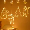 Décorations de noël à lumière LED, cloche étoile bonhomme de neige, ventouse du père noël, décoration féerique de fenêtre de maison, fournitures de fête festives pendentif