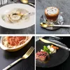 Servis uppsättningar 4st Portable Marble Color Table Set Stainless Steel Steak Knife Dinner Fork Spoon bestick för hemköksfest