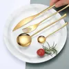 Flatware Sets 24pcs Luxury Glossy Cutlery Set 18/10 Stainless Steel Western Tableware Knife Fork Spoon Teaspoon Gold Mirror Dinner