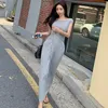 Casual Dresses 20221 Summer Top Vest T Shirt Long Maxi Party Dress Korean Casuam Pleated Waist Knitted Fashion Hip Sexy S370