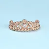 Rose Gold Plated Princess Tiara Ring Fit Pandora Jewelry Engagement Wedding Lovers Fashion Ring for Women