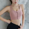 Completo da yoga Cerniera frontale Intimo sportivo Donna Spallacci con lettera Reggiseno Gilet estivo ad alta resistenza Canottiera da corsa