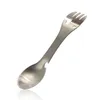 Apribottiglie multiuso in acciaio inox cucchiaio posate multiuso utensile forchetta stoviglie campo Posate da picnic Spork portatile RRA736