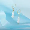 Boucles d'oreilles pendantes en argent Sterling 925 perle d'eau douce naturelle pour les femmes plaqué or 14K LeverBack mode bijoux cadeau