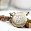 Pocket Watches 100pcs/lot Vintage Bronze Hollowed Gear Pockt Watch Antique Sweater Chain Gift Wholesale
