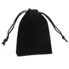 Jewelry Pouches Black Flocking Cloth Pouches/Drawstring Velvet Bag Drawstring Jewellery Gift 50 Pcs 3X4In
