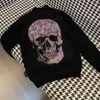 Crystal Skull Designer Swatters Mens dzianin pullover bluet z kapturem sweter z długimi rękawem vintage bluzy haft haftowy liter jesień zima moda luksusowe ubrania