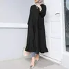 Etnische kleding vrouwen moslimjurk mode mode ruches ruches jurken casual vaste knopen maxi vestidos hijab robe eid oversize gewaden