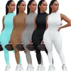 Nya sommar ärmlösa jumpsuits kvinnor kläder våren höst bodycon rompers vackra solida jumpsuits en bit dräkter mager overaller kläder bulk 9122