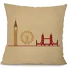 Pillow Vintage London Style Cover Cotton Linen Decorative Pillowcase Chair Seat Square 45x45cm Home Living Textile