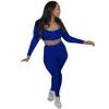 Women Tracksuits Designer Fall/winter 2023 New Pit Strip Low Neck Solid Long Sleeve Slim Sexy Two Piece Set Suits 6 Colours