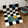 Bath Accessory Set Retro Chessboard Plaid Mats Fluffy Grids Bathmat Soft Floral Bathroom Rug Bedside Carpet Home Decor Floor Mat -3