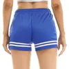 Kvinnors shorts kvinnor randig hemtr￤ning som k￶r gym fitness dragsko elastisk midja korta byxor loungewear