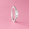 925 Sterling Silver Clear Three Stones Ring Fit Pandora Charm Jewelry Loving Lovers Fashion Ring for Women