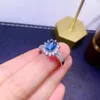 Cluster Rings 925 Pure Silver Chinese Style Natural Swiss Blue Topaz Women's Luxury Vintage Plain Adjustable Gem Ring Fine Jewelry
