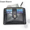 Ocean Bluevin Jakość mężczyzn Posiadacze prawa jazdy Jakość 2 -krotnie lekkie zamek błyskawiczny Uchwyt karty kredytowej Monety Pocket Catei252y