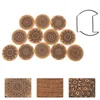 Pads 1 Set van 6 -stcs Creative Noordse mandala Design houten onderzetters ronde vorm koffie kopje mat rond kurk coaster keukendecoratie rra772