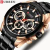 Curren Classic Black Chronograph Men's Watch Sports Quartz Date Clock Male Watch Rostfritt Steel Wristwatch Relogio Masculino268p