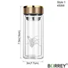 Wasserflaschen 350 ml / 450 ml Flasche Glas Doppelwand Borosilikat Tee mit Infuser Filter Griffschicht Bürotasse