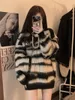 Women's T Shirts GY1629 Contrast Striped Medium Long Pullover Sweater Autumn And Winter 2022 Round Neck Korean Style Knit Top