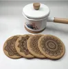 Pads 1 Set van 6 -stcs Creative Noordse mandala Design houten onderzetters ronde vorm koffie kopje mat rond kurk coaster keukendecoratie rra772