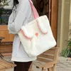 Evening Bags Women Plush Bear Bag Furry Large Tote Soft Cartoon Shoulder Fashion Capacity Shopping