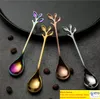 High Quality Tree Leaves Spoon With Handle Tree Branch 410 Stainless Steel Coffee Tea Stirring Spoon Novelty Gift