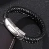 Bangle Simple Men Jewelry Черная кожаная веревка белый нейлон смешанный переплет