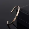 Bangle 1pcs حساسة 4 ملم سحر رفيع المفتوح أساور الكفة الفولاذ المقاوم للصدأ الذهب الذهب الأسود روز الرجال جودة الأساور هدية