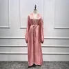 Roupas étnicas Abertas Abaya Peignoir Moda Muçulmana Renda Até Manga Puff Elegante Vestido Longo Para Mulheres Cardigan Robe Turquia Dubai Islâmico