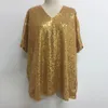 Women's Blouses Fashion Pullover Blouse Stretchy Breathable Comfortable Lady Night Club Sequins T-shirt Loose Tops Versatile