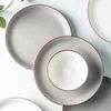 Set di stoviglie Set di stoviglie in ceramica nordica creativa Ciotola di riso retrò Piatti e piatti di zuppa di grandi dimensioni personalizzati di verdure