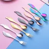 Set di stoviglie Color Wing Cucchiaio da caffè Dessert Forchette da frutta Scoop Set di posate in acciaio inossidabile Posate per torte Stoviglie per feste Cucina