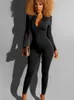 2024 Designer Vrouwen Jumpsuits Lange mouwen Eendelige Outfits Casual Bodycon Dame Rompertjes Broek Effen Opstaande Kraag Sportkleding Overalls Groothandel Kleding 9123