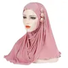 Etniska kl￤der Kvinnor Fashion Hair Wrap Scarf Solid Color Glitter paljetter Jersey Hijabs Muslimska huvudduk Shawls For Turban Cap 2022