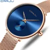 Orologio da donna alla moda di lusso CRRJU casual semplice da donna abito quotidiano orologio da polso in maglia orologio da donna al quarzo impermeabile minimalista264H