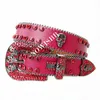 Skull Skull Simon Simon Belts Luxury Men Men de cuir noir Cowboy Western Crystal Diamond Bling Bling Belt Women6491246