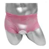 Mutande con apertura sul cavallo Sissy Mutandine Boxer Pizzo trasparente Biancheria intima da uomo Pantaloncini Vedi attraverso Floreale Softy Lingerie sexy Maschile