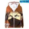 Hoodies masculinos Anime Creative Akudama Drive Zipper 3D Cosplay Capuz Sorto Opeversized para homens/mulheres roupas