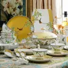 Luxury 60 Pcs Good Fortune and Happiness Dinnerware Sets Ceramic Porcelain Dinner Plates Soup Pot Dishes Spoons Bowl Set