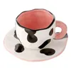 Copo de vaca xícara de café e pires de pires criativos porcelana preto e branco Tea de caneca feminina Presente de aniversário fofo