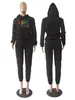 Nouveau Gros Survêtements Femmes Jogger Costumes Automne Hiver Vêtements Sweat À Capuche Pantalon Deux Pièces Ensemble Casual Imprimer Survêtements Noir Sportswear Vêtements 8924