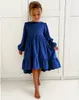 Les filles robes automne à la jupe en velours longsleeved mode