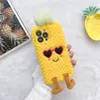 Sunglasses Pineapple Plush Case Cartoon Pink Autumn Winter For 14 Pro MAX